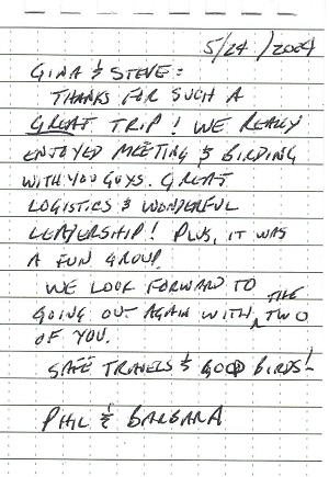 Note from Phil & Barbara